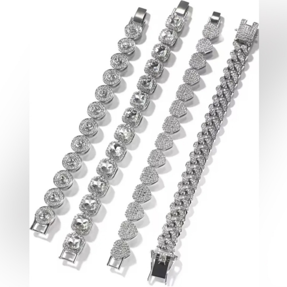 1 Silver Bling Heart Statement Bracelet